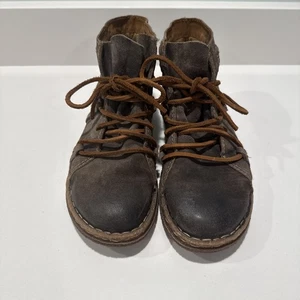 Born Temple II Ankle Boots Brown Leather Distressed Round Toe Lace Up Womens 8.5 - Picture 1 of 10