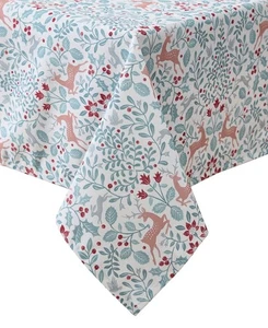 Laura Ashley Easy Care Holiday Tablecloth, 60" X 84" - Reindeer Prance - Foto 1 di 6