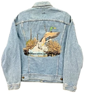 Vintage Lee Jacke Herren Large Denim Duck Embroidered Mallard Hunter 90s - Bild 1 von 14