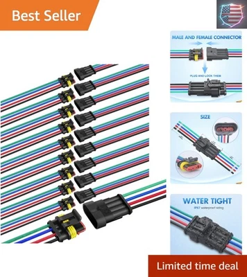 Versatile 4-Pin Wire Connectors - 10-Pack for Cars, Motorcycles, and Marine Use - Image 1 of 4