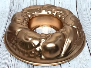 VTG Large Copper Aluminum Wall-Hanging Round 13” Jello Fruit Mold Bundt Cake Pan - Picture 1 of 9