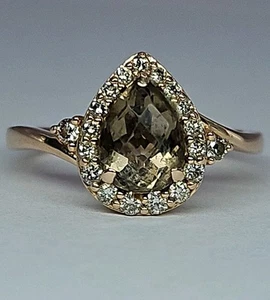 Le Vian 14k White Chocolate Diamond & Pear-Cut Smoky Quartz Halo Ring Size 7 3g - Picture 1 of 24