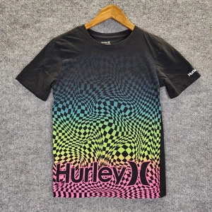 Hurley T-Shirt Boy's Large Black Multicolor Short Sleeve All Over Print - Picture 1 of 8