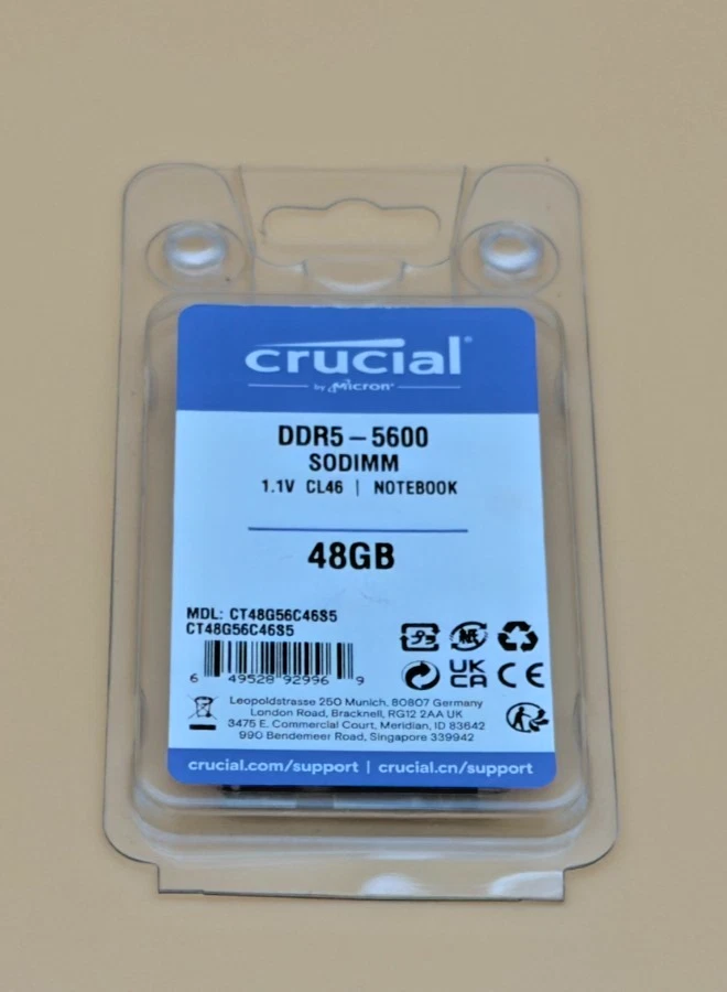 Crucial CT48G56C46S5 - 48 GB - 1 GB - DDR5 - 5600 MHz