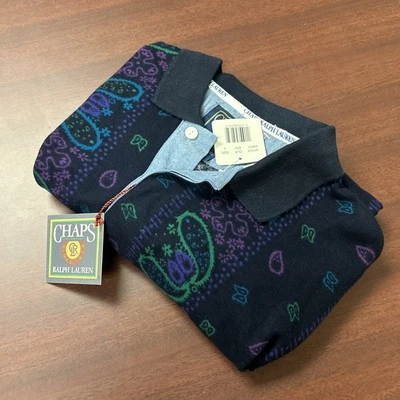 Chaps Ralph Lauren Paisley Polo Shirt Mens Size Large Deadstock VTG NWT Details - Image 1 of 4