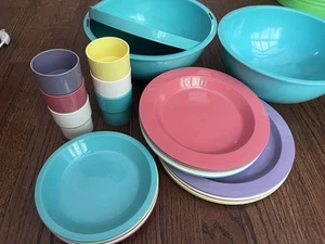 VTG Teal Green Mid Century Mod Ingrid Chicago Party Ball Picnic Camping Set of 6 - Picture 1 of 11