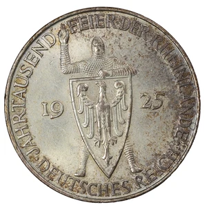 1925-D Germany Silver 5 Marks Rhineland Weimar Republic KM#47 - Picture 1 of 2