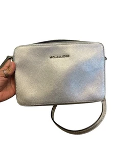 Michael Kors Jet Set Travel Metallic Leather Crossbody - Picture 1 of 8