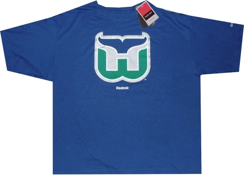 Hartford Whalers Reebok Throwback Pro Style Oversized Shirt Closeout Blue Cover
