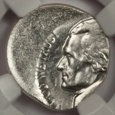 NGC MS63 Jefferson Nickel Struck Off Center On Silver Dime Planchet Mint Error - Image 1 of 4