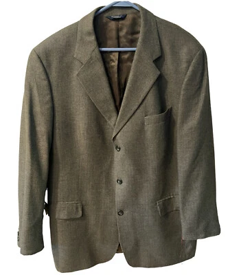 Brooks Brothers Silk Wool Sport Coat Mens 44L Herringbone Blazer Suit Jacket - Image 1 of 4