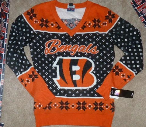 NEW NFL Cincinnati Bengals Football UGLY XMAS Christmas Sweater Women S Small Cover
