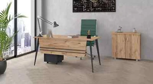 Tisch Büro Set Garnitur Möbel Schreibtisch mit Aktenschrank Komplett 2tlg - Bild 1 von 1