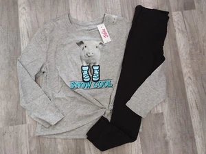 NWT Justice Girls Outfit Puffy Boots Pig Top/Leggings Size 7 - Picture 1 of 1