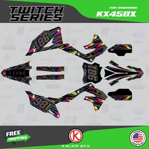 Graphics Decal Kit for Kawasaki KX450X 2021 2022 2023 Twitch - Rainbow - Picture 1 of 6