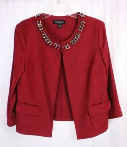PERCEPTIONS NEW YORK RED/BLACK CHECK CHAIN ACCENT 1 BUTTON JACKET SZ 10 #L943 - Picture 1 of 2