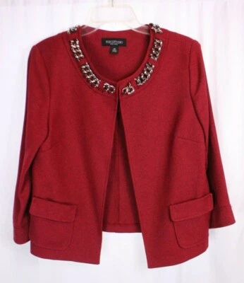 CHAQUETA PERCEPTIONS NEW YORK ROJA/NEGRA CADENA A CUADROS ACENTO 1 BOTÓN TALLA 10 #L943 Foto 1 de 2