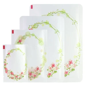 Bolsas de embalaje de belleza 100/500 blancas mate con estampado de guirnalda de flores a prueba de olores - Imagen 1 de 6