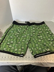 Rick and  Morty Pickle Rick Swim Shorts Sz 38 Adult Swim Cartoon Network Trunks - Picture 1 of 11