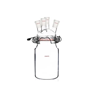 24/40 Glass Cylindrical Reactor 4-Neck Flat Bottom Lab Reaction Tank Four Necks - Picture 1 of 9
