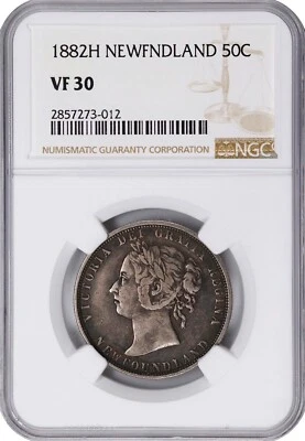 Canada 50 Cents 1882-H Birmingham (Heaton) Mint Victoria KM# 6 NGC: VF30. #C464 - Image 1 of 4