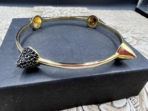 Noir  DC comics Jewelry Pyramid Pave Crystal spike Bangle Bracelet silver tone - Picture 1 of 7