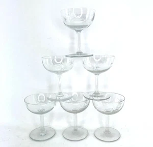 Set Of Six Small Champagne Glasses W/Starburst Etching - Picture 1 of 5