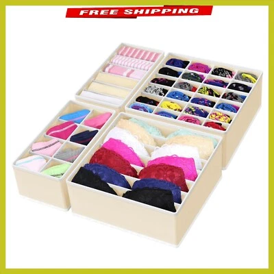 Compact 4-Pack Fabric Storage Bins - Stylish Organization for Drawers & Closets - Image 1 of 4