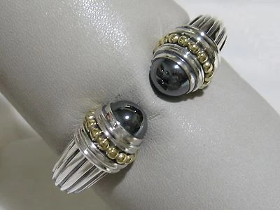 Designer LAGOS S/S 18K Hematite Cuff Bangle Bracelet - Image 1 of 4