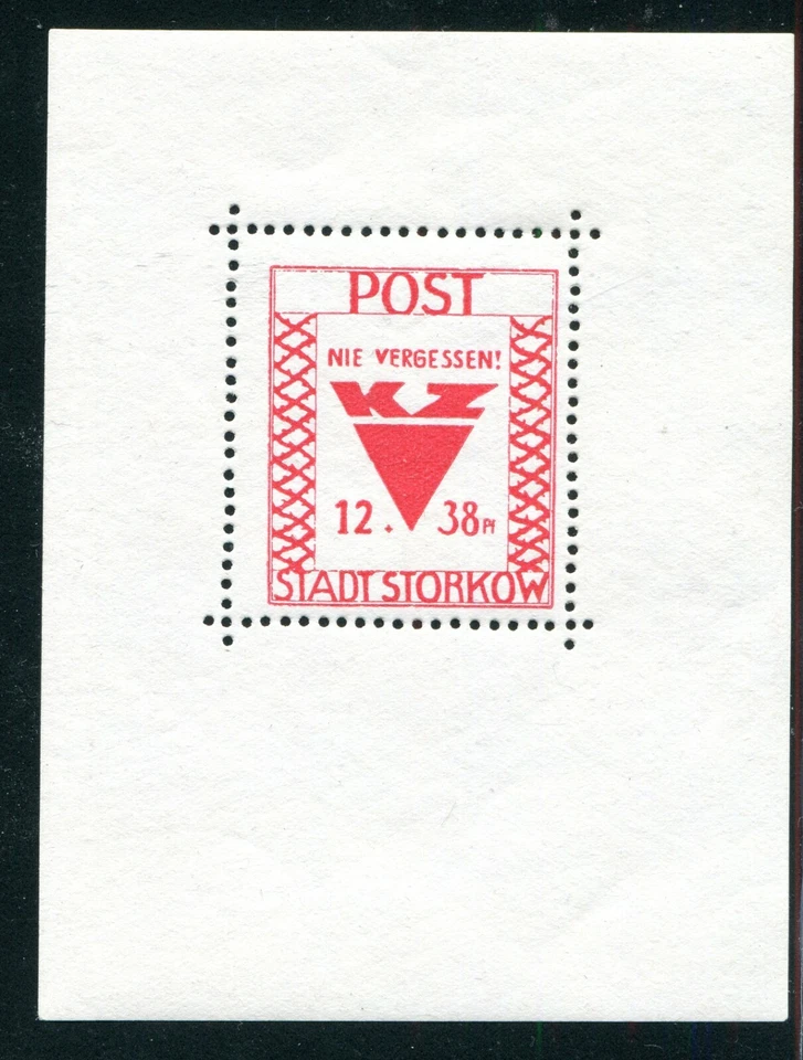 GERMANY SOVIET ZONE LOCAL STORKOW KZ CAMP REMEMBRANCE BLOCK 1A PERFECT MNH - Image 1 of 1