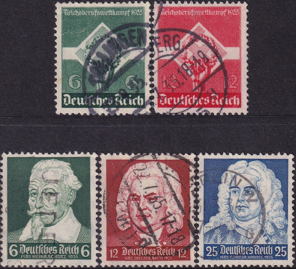 GERMAN EMPIRE 1935 Youth workers and composers issues sc. 454-458 cv. $13 usd - Image 1 of 1