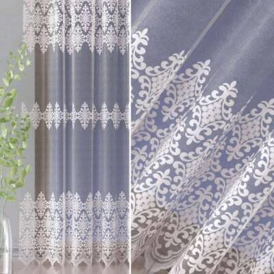 Gardinen Vorhänge Fertiggardinen Schiebegardine Store Meterware mit Stickerei - Bild 1 von 4