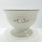 Pfaltzgraff Heirloom Pedastal Bowl Footed Compote 880 Gray White Flowers Retired