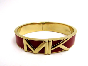 Michael Kors MK Haute Red and Gold Tone Bangle Bracelet Signed