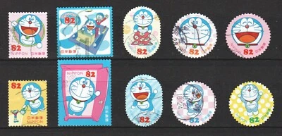 JAPAN 2016 DORAEMON MANGA ANIME SERIES 82 YEN COMP. SET OF 10 STAMPS FINE USED - Image 1 of 4