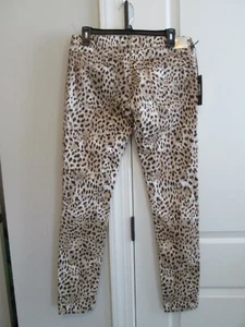 NWT * WOMEN'S ROBERTO CAVALLI LEOPARD PRINT SKINNY FIT 5 POCKET JEANS * 31 X 30 - Picture 1 of 7