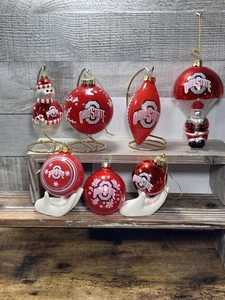 Lote de adornos navideños Ohio State Buckeyes. Plástico. Muñeco de nieve de fútbol OSU - Imagen 1 de 16
