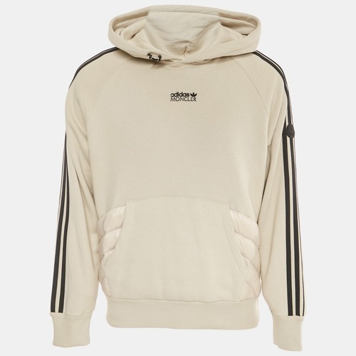 Felpa con cappuccio Moncler x Adidas grigia cotone e bordo imbottito S