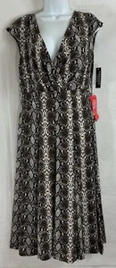 NWT FOREVER WOMAN Plus Sz 1X Snake Skin Print Midi Dress Crossover V-Neck Bodice - Picture 1 of 20