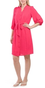 NWT NANETTE LEPORE Long Sleeve Front Tie Fuchsia Dress Size 12 - Picture 1 of 3