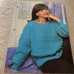 VINTAGE CREATIVE NEEDLES PATTERN - AQUA LINES CROCHET PATTERN IN DK Yarn - Picture 1 of 5