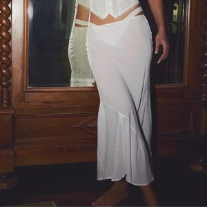 Intimately FREE PEOPLE Sweet On You Bias Half Slip Sheer Maxi Skirt Large Ivory - Picture 1 of 12