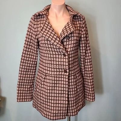 Abrigo Mujer Vintage Y2K Rosa Marrón Talla Mediana Retro Lana Elegante Preppy Invierno Foto 1 de 4