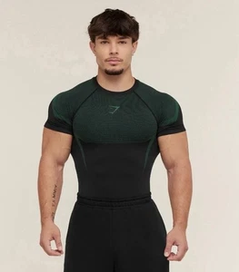 Gymshark Onyx 5.0 Seamless T-Shirt - Black/Lift Green - Size: Large - Bild 1 von 3