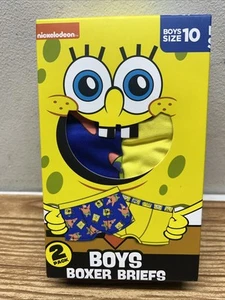 2PK NICKELODEON BOYS BOXER PERFORMANCE BRIEFS SPONGEBOB SQUAREPANTS SIZE 10 - Picture 1 of 3