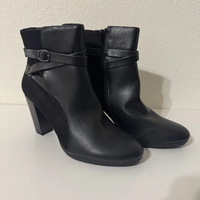 Andrew Geller Elegant Black Ankle Boots Size 8.5 - Image 1 of 4