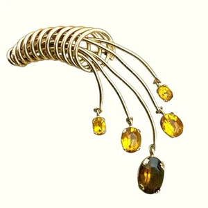 1950s Signed Early Napier Coil Rhinestone Brooch Topaz Dangle HTF MCM - Picture 1 of 4