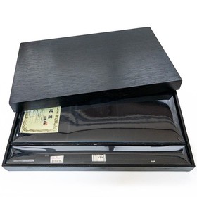 VTG Japanese Obiage-Obijime Set Black Silk Formal Kimono Accessories Lacquer Box