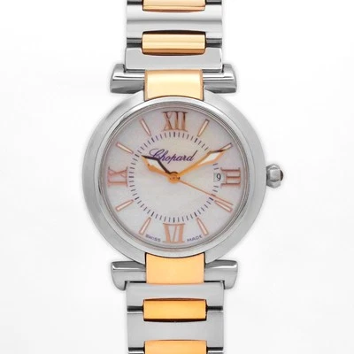 Chopard Imperiale 28 mm Cuarzo 8541 Blanco Esfera MOP Fecha Ventana Dos Tonos Banda YG Foto 1 de 4