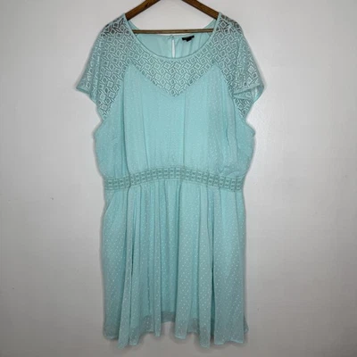 Torrid Dress Womens 4X Lace Yoke Waist Pockets Textured Fit Flare Boho Spring - Image 1 of 4